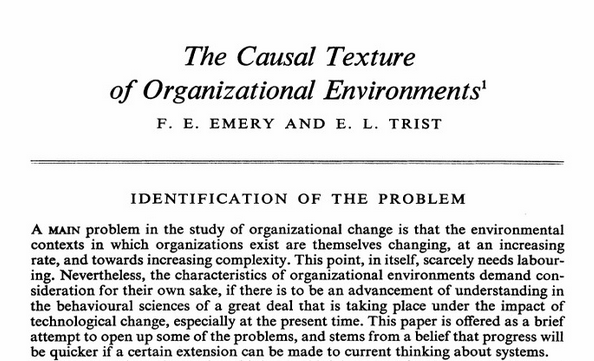 title and first paragraph of The Causal Texture of Organizational Environments