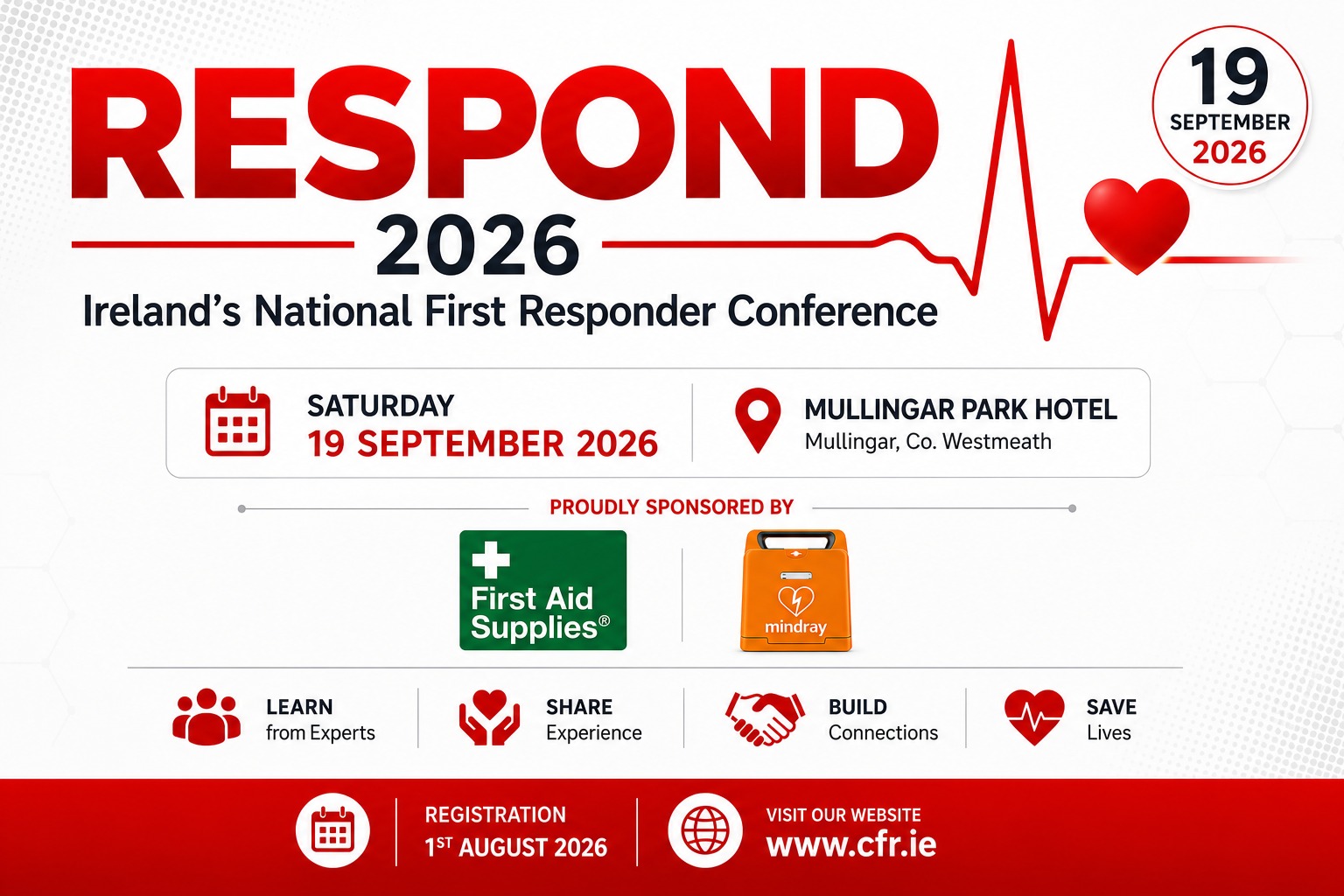 Respond Sept 19th, 2026, Mullingar. Proudly sponsored by First Aid Systems