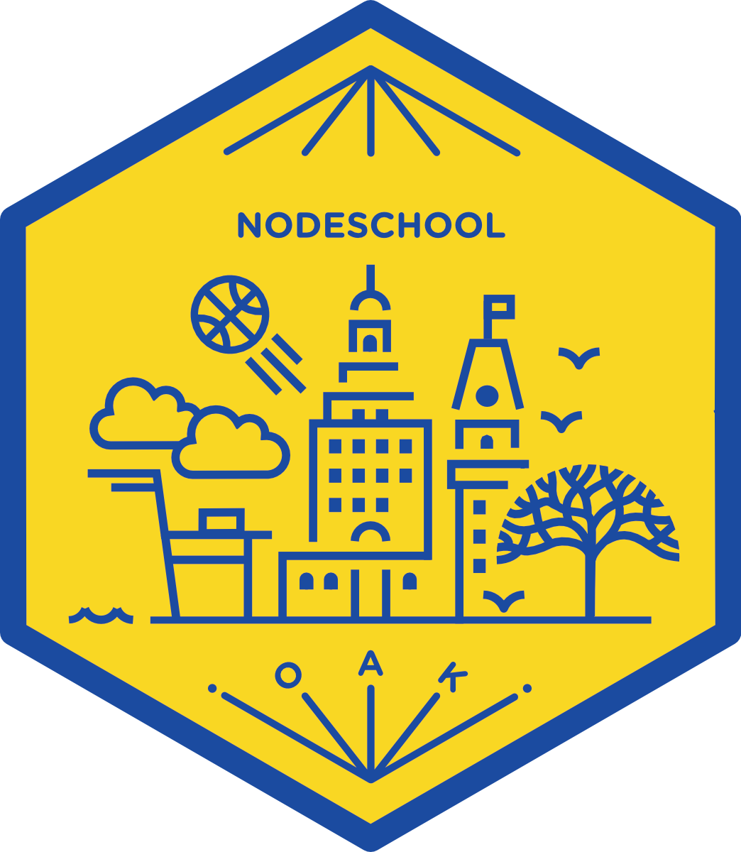 NodeSchool Oakland March 2017 @ npm logo